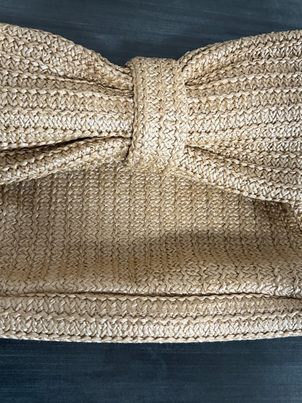 Woven Bow Clutch Khaki EUC - Picture 4 of 5
